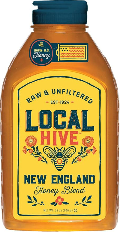 Local Hive New England Raw & Unfiltered Honey, 32 oz squeeze bottle